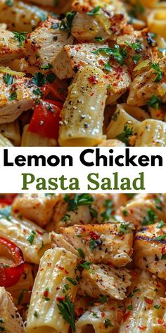 this lemon chicken pasta salad is the perfect side dish to serve for lunch or dinner