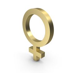 a golden female symbol on a white background