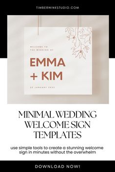 Create Elegant Minimalist Wedding Welcome Signs Elegant Minimalist Wedding