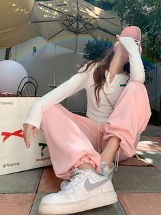 Material: Cotton, Polyester Size size Waist Hips Pant Length S S 60+cm 98cm 93cm M M 62+cm 102cm 94cm L L 64+cm 106cm 95cm XL XL 66+cm 110cm 96cm Sporty Pink Straight Leg Pants, Baggy Ankle-length Sweatpants For Spring, Pink Straight Leg Sweatpants For Spring, Casual Wide Leg Leggings For Loungewear, Sporty Spring Pants, Sporty Baggy Sweatpants For Spring, Pink Leisure Bottoms For Fall, Spring Athleisure Harem Pants For Loungewear, Pink Wide Leg Winter Pants