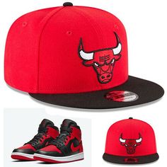 gwbks                                                                                    This Listing is for a brand new with tags Authentic New Era Chicago Bulls Snapback Hat Match Air Jordan 1 Retro Mid Bred Black Red Brand New, Original Tag Attached  Material: 100 % Polyester  High Profile, NBA Classic 2 Tone color Cap   Grey Colorway Underneath Brim of Hat  Has a thick, Durable Panel Material  NBA Authenticity Sticker Under the Brim  100% Authentic Merchandise, Factory Direct   Classic New E Chicago Bulls Hat, Chicago Bulls Snapback Hat, Mad Hat, Best Caps, Mens Nike Shoes, New Era Cap, Air Jordan 1 Retro, Jordan 1 Retro, Chicago Bulls