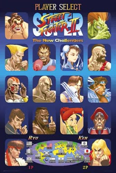 an advertisement for street fighter the new challengers, featuring characters from various video games