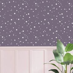 Purple Stars Removable Wallpaper - Wallpaper Purple Butterfly Nursery, Messy Wallpaper, Wallpaper Glue, Nursery Accents, Usa Wallpaper, Nursery Accent Wall, Purple Stars, Butterfly Nursery, Smooth Wallpaper