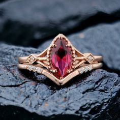 a close up of a ring on a rock