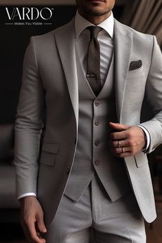 Stylish Light Grey Suit, For Groom, Groomsmen, and business Meetings Men's Business Attire, Best Wedding Suits For Men, 3 Piece Suit Men, Grey 3 Piece Suit, Indian Wedding Suits Men, Formal Suits Men, Best Suits For Men