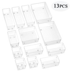 clear plastic trays with holes and rivets on each side, set of 10