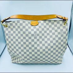 Louis Vuitton Damier Azur Graceful Mm Base Length: 16 In Height: 12 In Inwidth: 5 In Same Condition Shown In The Picture No Piping No Cracks Inside Clean . Bag Only .No Dust Bag . Graceful Louis Vuitton Bag, Louis Vuitton Graceful Mm, Louis Vuitton Graceful, White Louis Vuitton Bag, Louis Vuitton Polka Dot, Louis Vuitton Galliera Pm, White Checkered Louis Vuitton Bag, Lv Checkered Bag, Louis Vuitton Hobo