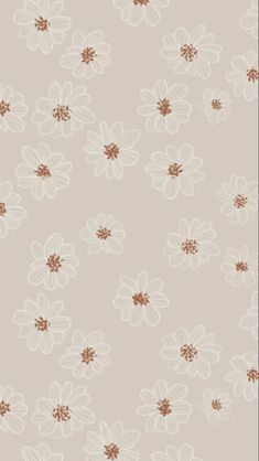 an abstract floral pattern with brown and white flowers on a light gray wallpaper background