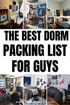 the best dorm packing list for guys in their bedroom, living room, and kitchen