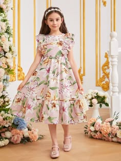 Printed Long Frocks, Long Frocks For Kids, Kids Frocks Design Cotton, Floral Print Frock, Frock Designs For Girl, Cotton Frocks For Kids, Kids Frock, Frocks For Kids