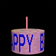 a birthday cake with a candle that says happy b'day on it and the words