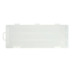 an empty plastic case with handles on a white background