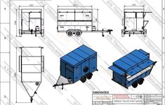 the blueprint drawing shows different types of dump trucks and traileres, including one with wheels