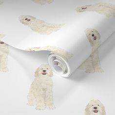 a white dog wallpaper with dogs on it