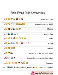 the bible emoj quiz answer key is shown in this graphic above it's image