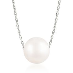 Ross-Simons - 7-7.5mm Cultured Akoya Pearl Necklace in 14kt White Gold. 18". Convey your sophisticated style in a simple way. Our understated necklace features a luminous 7-7.5mm cultured Akoya pearl stationed on a classic 14kt white gold rope chain. Make this your everyday signature, or add some elegance to a layered look. Springring clasp, white pearl necklace. Pearl birthstones are the perfect gift for June birthdays. Akoya Pearl Necklace, Pearl Birthstone, June Birthday, Gold Rope Chains, White Pearl Necklace, Necklace Pearl, Akoya Pearls, 7 And 7, Rope Chain