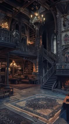 Dark Mansion Interior, Gothic Manor Interior, Gothic Castle Aesthetic, Gothic Castle Interior, Castle Aesthetic Interior, Harry Potter Interior, Castle Library, Dark Mansion, Gothic Manor