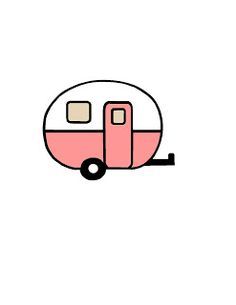 a pink and white trailer is shown in the middle of a plain background with black lines