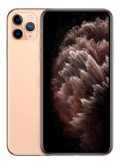 the iphone 11 pro is shown in gold, with its front camera open and facing towards the