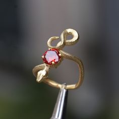 Snake Ruby Gold Plated Ring, 925 Sterling Silver Gold Plated Ring, Garnet Snake Silver Ring, Ruby Silver Ring, Animal Jewelry, Gift For Her Let's not forget that it is handmade. There may be minor differences. I can work the same ring with other natural Gemstones.  Please contact us to learn about our Gem stone stocks. If you have any questions, please feel free to contact me, we are happy to help. Your jewelry will be packed in a luxury jewelry box ready to be given as a special gift. Visit my Snake Ring With Stone, Gemstone Snake Ring Gift, Ruby Silver Ring, Luxury Jewelry Box, Ring Ruby, Gothic Rings, Garnet Jewelry, Snake Ring, Plated Ring