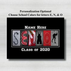 personalized school colors for letters e n o class of 2020