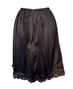 This is a lovely, vintage split half-slip or petti-pants. Labeled Olga. Tag size large. Waist measures 20" to 34", see measurements below. Made of a silky black nylon. It is a split skirt with wide legs, perfect for culottes or to avoid thigh chafing. The sides and fronts of the legs have wide lace trim. Little bows trim the sides. Waist is elastic. Condition is very good, no soil or stains. No damage or wear. Please measure yourself & know your measurements before buying! Please remember that vintage sizes run small. It is best to measure yourself, or a similar garment that fits you well. Measurements were taken with the garment lying flat. Waist from side seam to side seam, 10" to 20" for a 17" to 34" waist Hip from side seam to side seam: 19" for up to a 38" hip Length from waist to hem Thigh Chafing, Split Skirt, Half Slip, Lace Slip Dress, Lace Slip, Vintage Lingerie, Black Nylon, Black Nylons, Hip Length