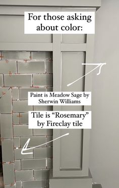 an image of a bathroom being painted with white and gray paint, including the words tile is rosemary by fireclay tile