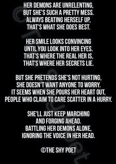 a poem written in black and white with the words you don't have to hide your scars from me