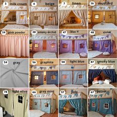 the instructions for how to make a dollhouse bed with curtains and drapes on it