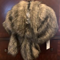 Women's Brown And Tan Faux Fur Shawl. Brand New, Never Worn With Tags. Shawl Snaps At Front. Fur Poncho, Faux Fur Shawl, Fur Shawl, Shrug Sweater, Shawl, Faux Fur, Sweaters For Women, Brand New, Tags