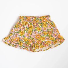 Get her groove on with these fun Summer Daisies Girls Double Gauze Ruffle Shorts. Pair these sweet and playful ruffle shorts with her favorite graphic tee for a complete look. Light and breezy, made with a cotton double gauze fabric to keep her cool. Pockets for collecting treasures. Cool Pockets, Daisy Girl, Double Gauze Fabric, Strawberry Jam, Gauze Fabric, Ruffle Shorts, Double Gauze, 60s Fashion