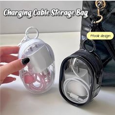 Charging Cable Storage Bag - Transparent Compact Organizer For Travel, Data Cables, Headphones & More | Mini Cord And Charger Organizer Color: Black Brand New, Never Used Pvc Storage, Zipper Storage, Charger Case, Úložný Box, Cable Storage, Accessories Packing, Pouch Organizer, Cable Organizer, Travel Organization