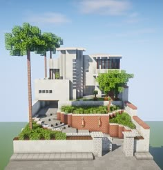 Modern House Exterior Minecraft, Minecraft Exterior Design House, Minecraft City Restaurant, Retro Minecraft House, Modern Hotel Minecraft, Minecraft 70s House, Minecraft Pool Decoration, Modern Mc House, Minecraft Minimalist House