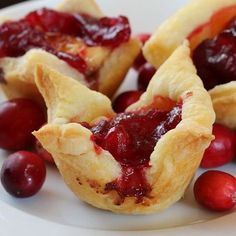 small cranberry pies on a white plate