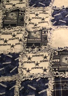 a quilted blanket with cowboys written on it