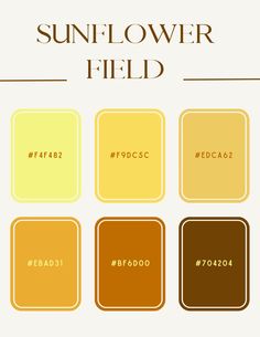 the sunflower field font and numbers are arranged in different colors, including brown, yellow, orange, and red