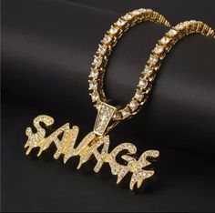 I'm a savage necklace Necklace Chain Types, Bling Necklace, Sparkle Necklace, Tennis Chain, Link Chain Necklace, Hip Hop Jewelry, Letter Necklace, Chain Choker, Chain Link Necklace