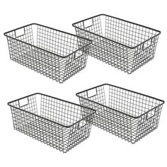 three wire baskets sitting next to each other