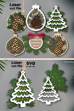 paper cut out christmas trees and pine cones