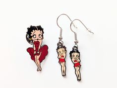 Betty Boop Enamel Stainless Steel Earrings & Pin SET * New Old Stock from 2003 Betty Boop Belly Piercing, Vintage Betty Boop, Earring Pins, Belly Piercing, Steel Earrings, Stainless Steel Earrings, Jewelry Earrings Hoops, Betty Boop, Favorite Things Gift