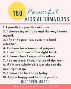 the top ten powerful kids affirmations for each child to learn how to use them