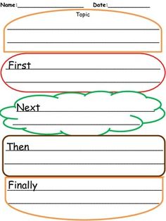 the worksheet for an english writing activity is shown in red, green and blue