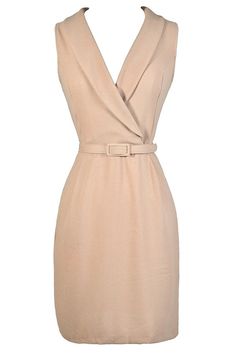 Possibility for shape of dress for professional attire. Safari Dress, Fashion Business Casual, Business Casual Dresses, Beige Dresses, Professional Dresses, Hot Outfits, Dresses For Teens, Work Fashion