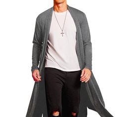 Coofandy Men's Lightweight Cardigan Open Front Long Length Duster Nwot This Cool Easy-To-Be-Layered Open Long Cardigan Will Add Your Style An Unbeatable Avant-Garde Edge And Fashion Touch. Men's Open Front Long Cardigan, Constructed From Light-Weight Cotton Poly Blends That Is Silky Smooth And Stretchy. Men's Long Length Drape Cape, Creates A Gorgeous Slim Drape Without Making You Feel Tight. It Will Hug You Just Right. Grey Lp C Cape Overcoat, Mens Long Cardigan, Boiled Wool Jacket, Varsity Sweater, Preppy Sweater, Lambswool Sweater, Cardigan Sweater Vest, Shawl Collar Cardigan, Long Knit Cardigan