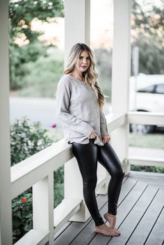 Black Liquid Leggings Outfit, Oversized Chic Bottoms For Fall, Chic Oversized Bottoms For Fall, Casual Leather Pants For Fall, Casual Leather Pants For Winter, Trendy Fall Leggings For Loungewear, Casual Leggings For Night Out In Fall, Trendy Fall Loungewear Leggings, Cozy Fall Loungewear Leggings