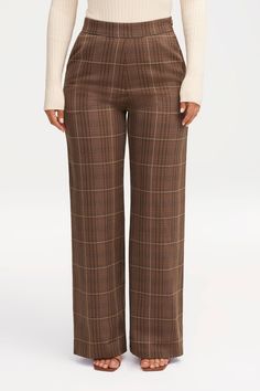 Brown Plaid Wide Leg Pants Brown Plaid Pants, Plaid Wide Leg Pants, Elegant Pants, White Dress Formal, Nikkah Dress, Pants Model, Elegant Pant, Kids Outerwear, Basic Dress