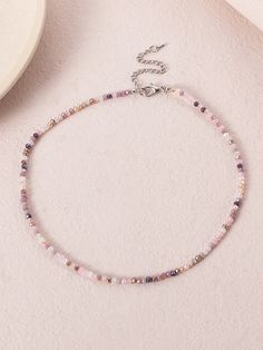 Beaded Multi-Colored Dainty Necklace Necklaces Accessories PURPLE-One_size Friend Ship Bracelets, Necklaces Pink, Friend Ship, Multi Coloured Necklaces, Jewellery Diy, Recycling Ideas, Bead Sewing, Piercings Jewelry, Pearls Necklace