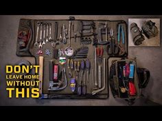 an assortment of tools are laid out on the floor next to each other in a case