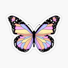 a colorful butterfly sticker on a white background