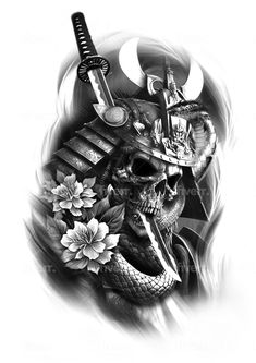 Create unique custom tattoo design by Ardaaktop | Fiverr Dark Samurai Tattoo, Samurai Shoulder Tattoo, Ronin Tattoo Design, Japanese Samurai Tattoo Design, Ninja Tattoos, Orientalism Art Tattoo, Japanese Skull Tattoo, Samurai Skull Tattoo, Japenses Tatoos Design